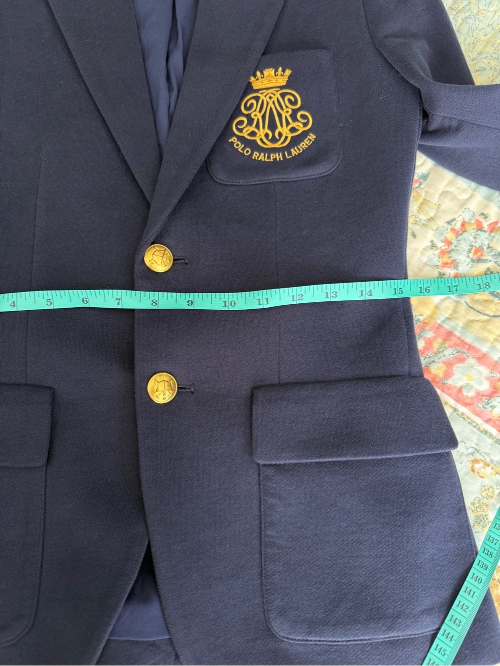 Ralph Lauren Womens Bullion Jacquard Blazer Size 2 Avitar Navy Blue Preppy Busin - Picture 12 of 14
